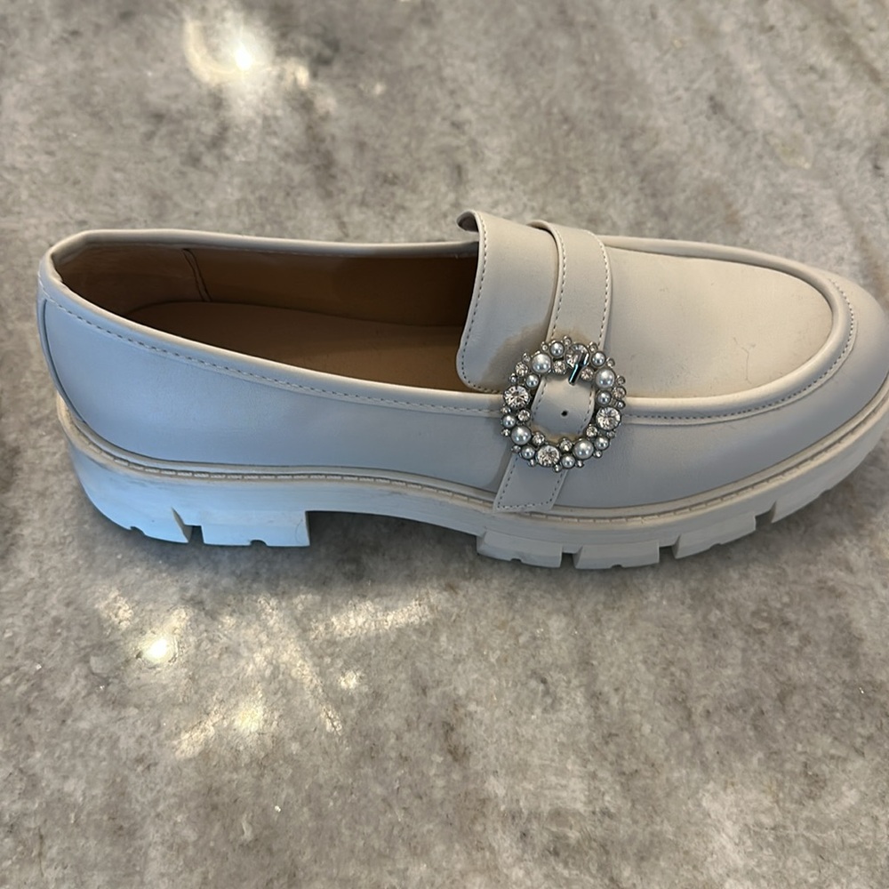 Crown & Ivy White Loafers with Crystal Detail - Picture 2 of 3